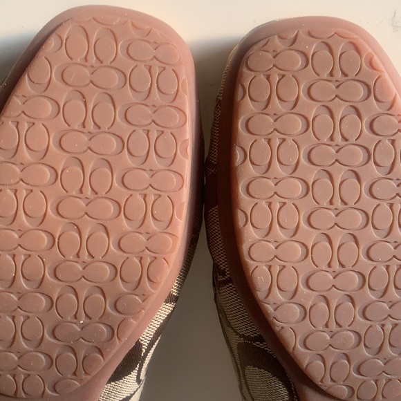 Y2K COACH SIGNATURE SUMMER FLATS DRIVING LOAFERS 6M MONOGRAM JACQUARD GOLD KHAKI - Picture 9 of 14